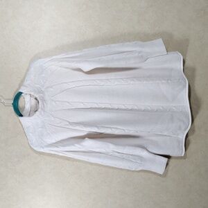 04508 Soft Surroundings cream mock neck cable knit sweater L NWT